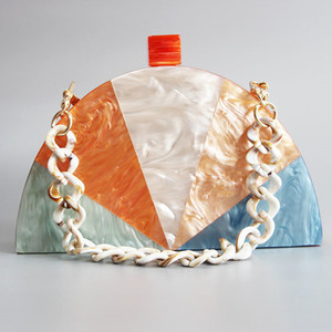 Half Moon Shape Acrylic Clasp Women Party Resin Clutches Bags