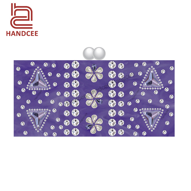 New Acrylic Luxury Purple Rhinestone Purse Wedding Evening Bag