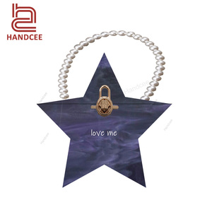 2022 Fashion Navy Blue Star Shape Acrylic Clutch Bag With Pearl Chain